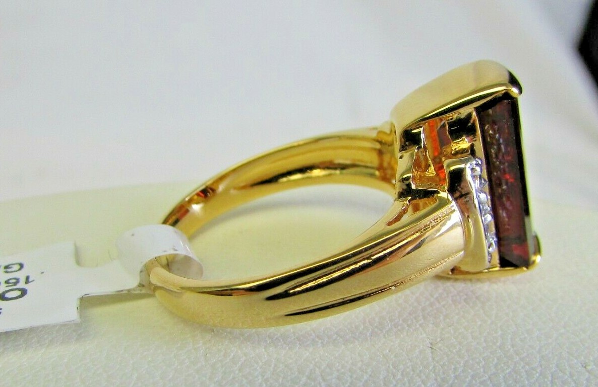 Allison Reed Gold Tone Baguette Shaped Garnet Ring Size 6.5 (O45 172_ 05) NEW