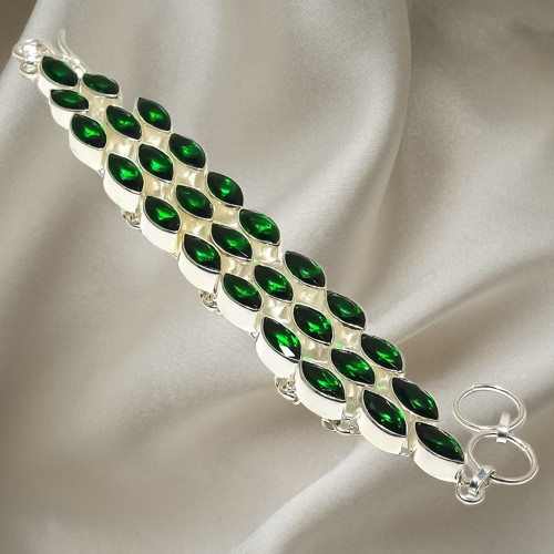 emerald quartz 925 Silver Trendy Vitange Wife Handmade Elegant Bracelet Jewelry