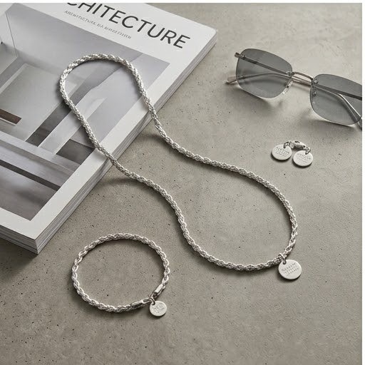 Classic Twisted Rope Chain Set for Men Necklace Bracelet 2 Piece Bundle