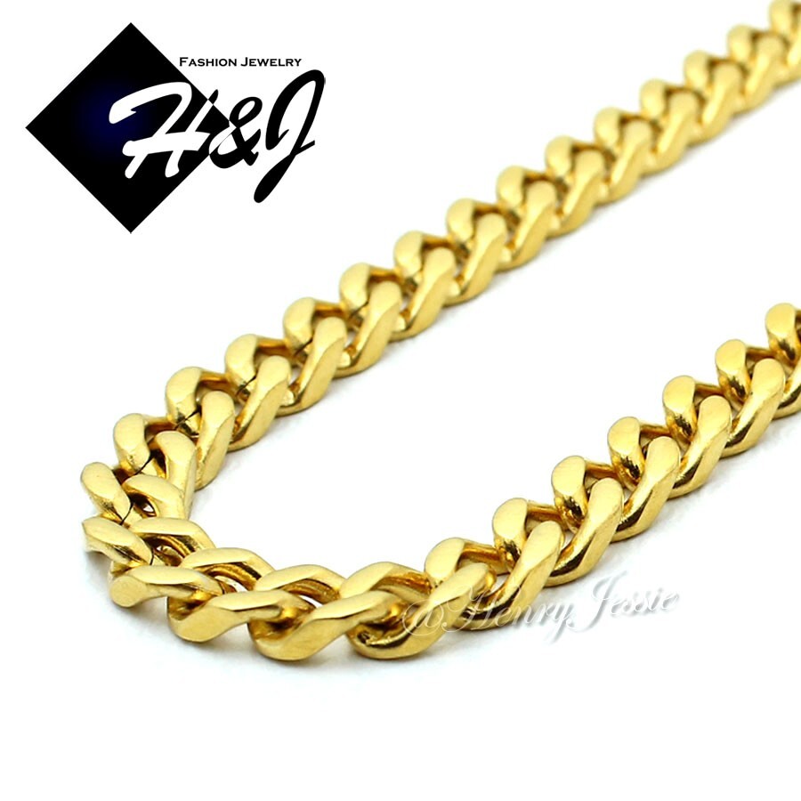 20″MEN Stainless Steel 5mm Gold Plated Cuban Necklace ICY CZ Jesus Pendant*GP133