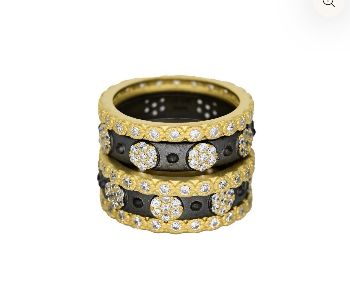 Freida Rothman 14k Gold & Rhodium over SS 925 Medallion Ring Size 7