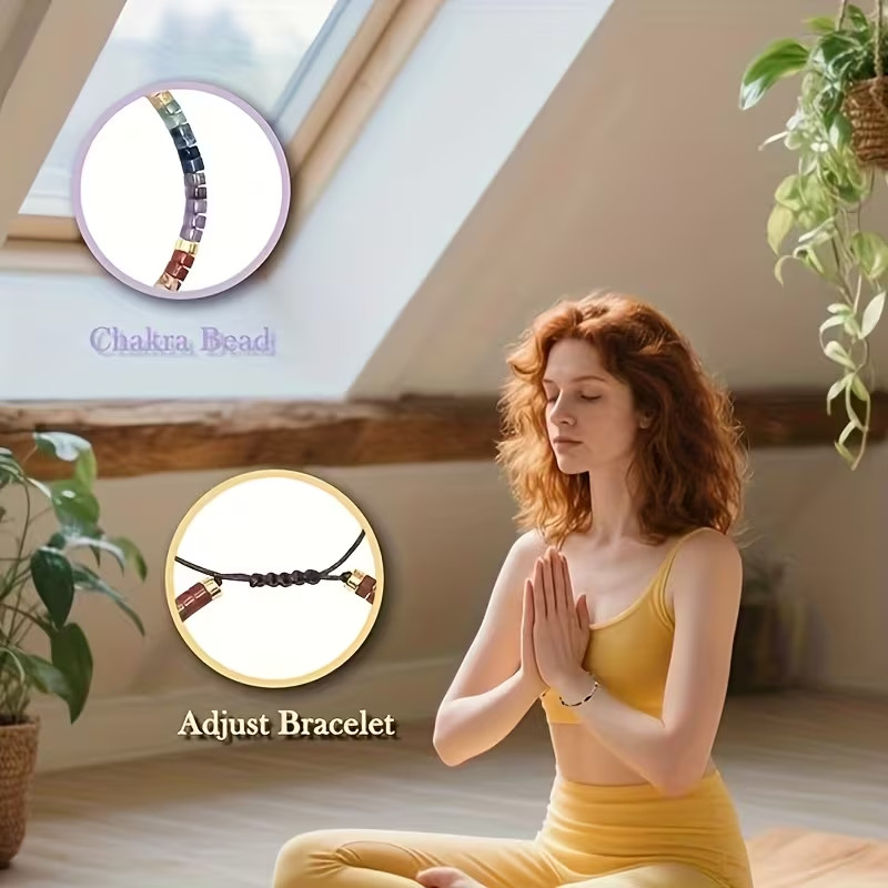 Chakra Bracelets, 7 Healing Crystals Spiritual Stones, Anxiety Relief Meditation