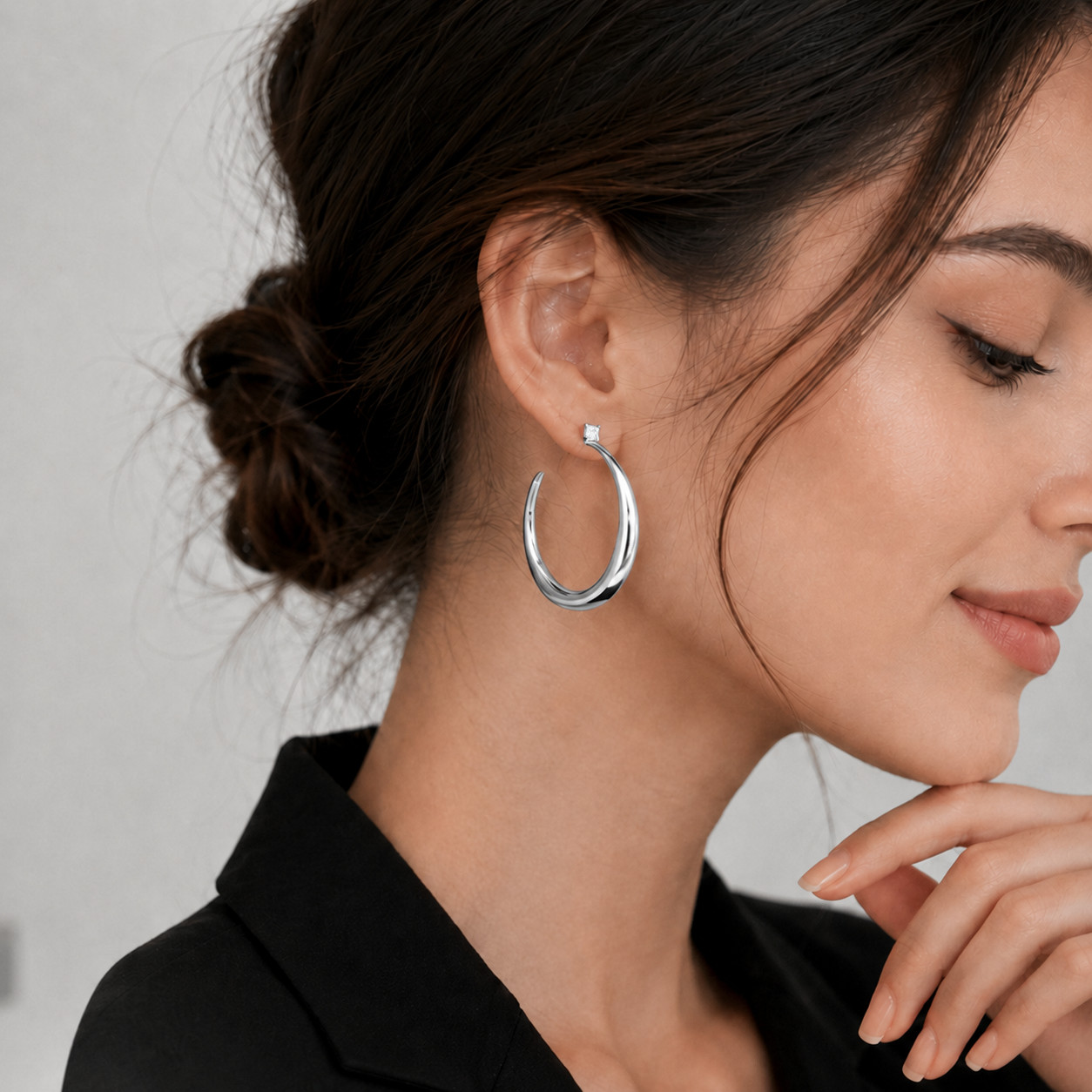 Uxvwez 18k Gold Silver Hoop Earrings for Women with Square CZ Stud