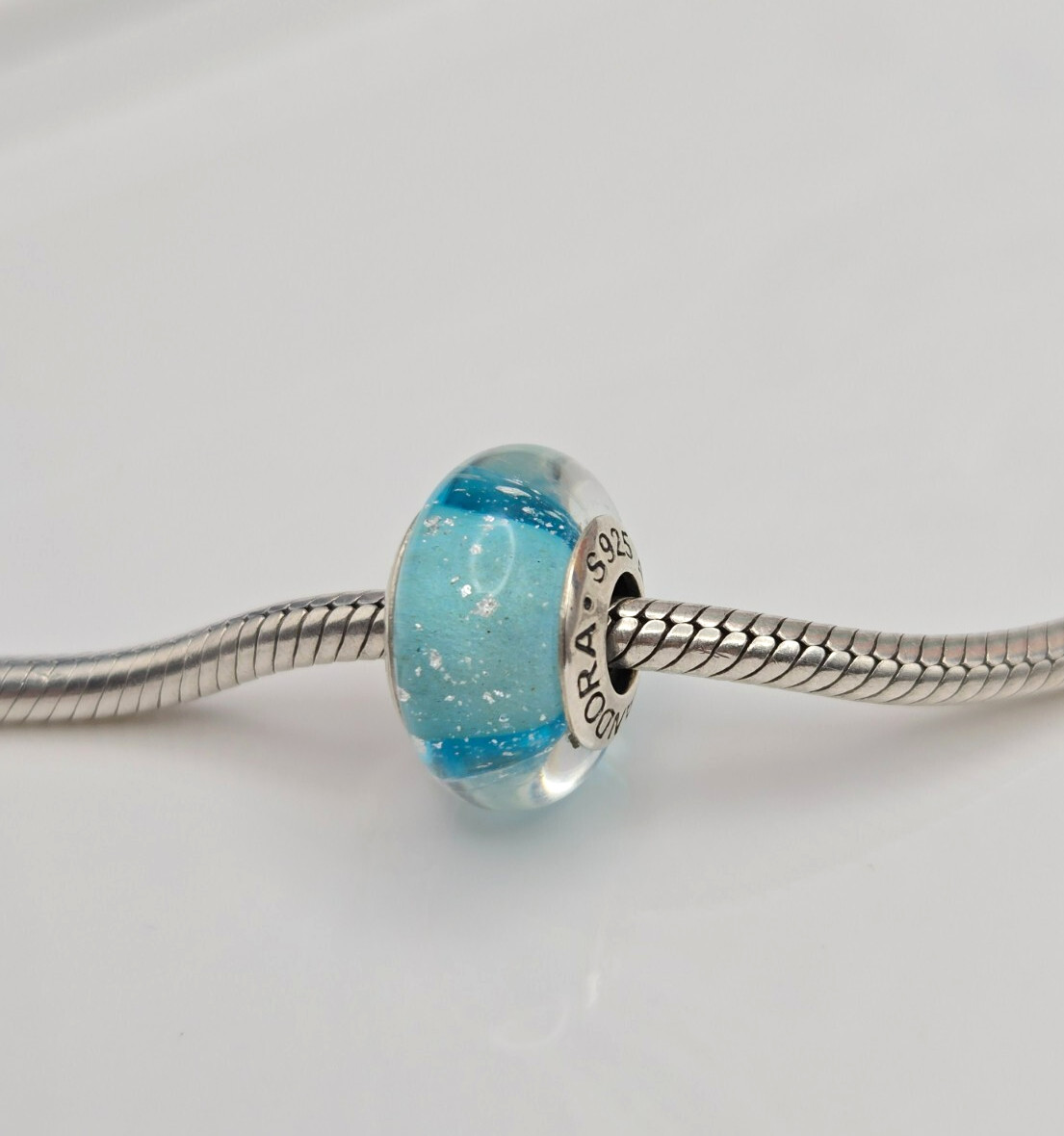 Authentic Pandora Disney Frozen Elsa’s Glass Silver Signature Murano Charm