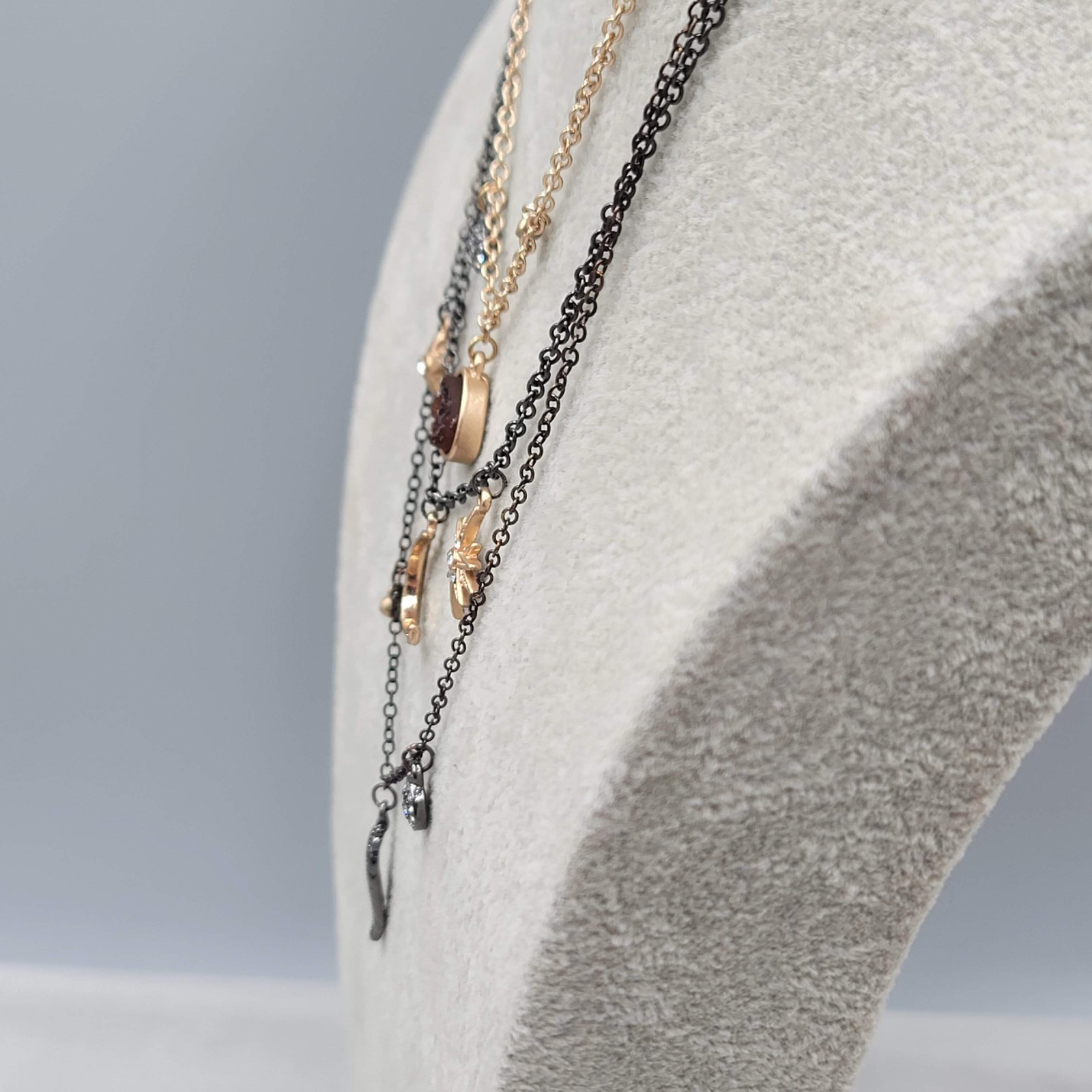 Celestial Convertible Necklace Silver tone Tri tone Charms 16″ Adj