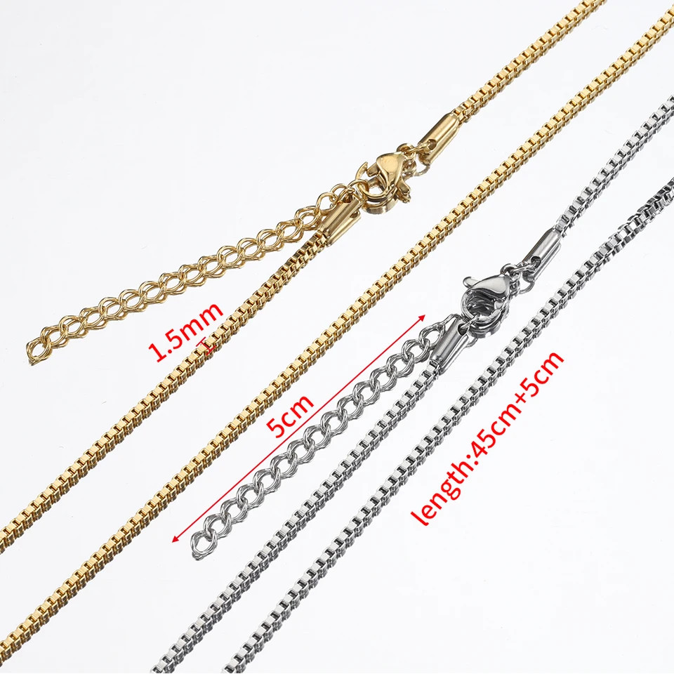 10Pcs Stainless Steel Bead Chain Necklace DIY Jewelry Making Lobster Clasp 45cm
