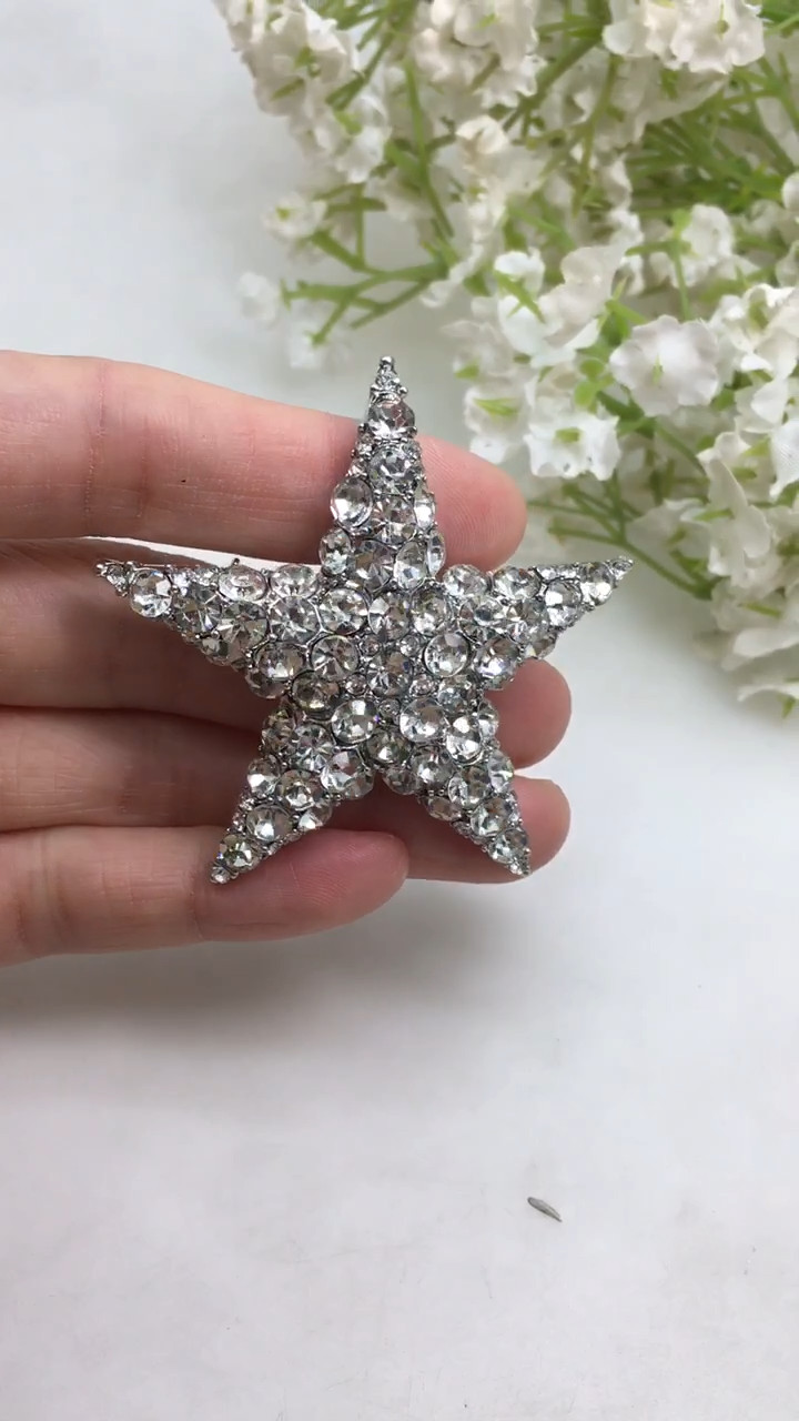 Wedding Bride Austria Crystal Clear Starfish Brooch Pin Fashion Bridal star