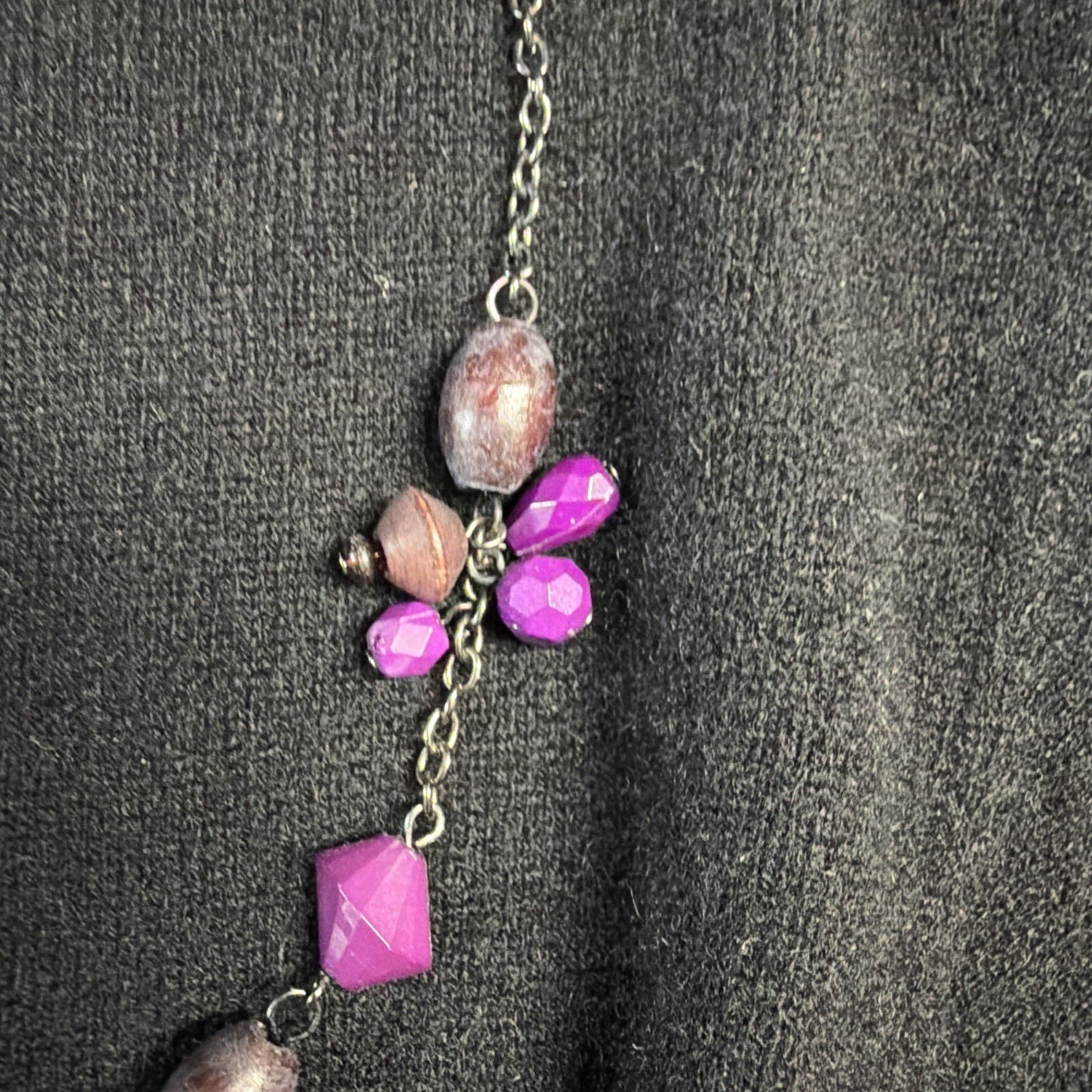 Premier Designs Purple Mauve & Blue Necklace and Earrings Set 29 Inches Long