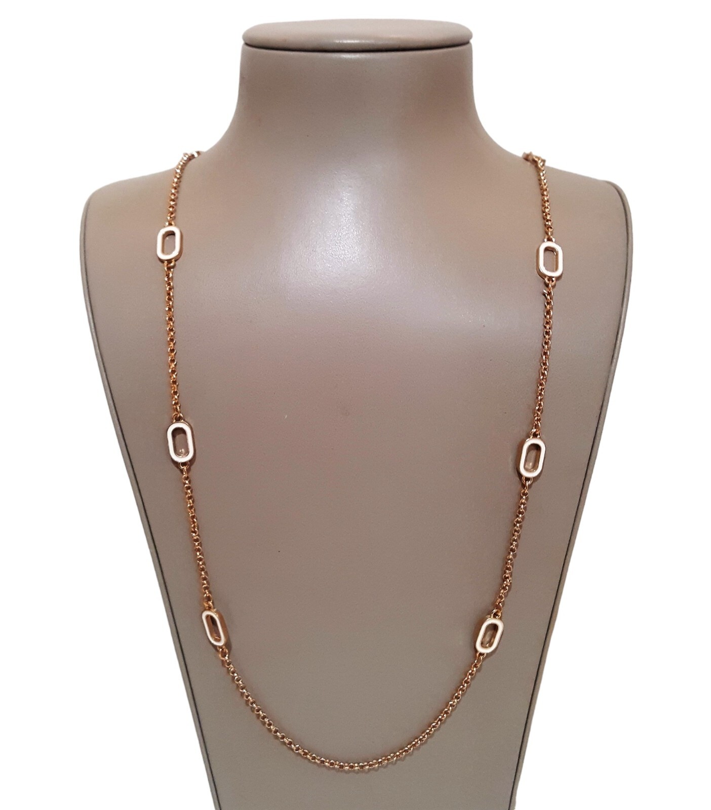 Nordstrom Rack Women’s Gold Tone Chain Necklace Off White Enamel NWT