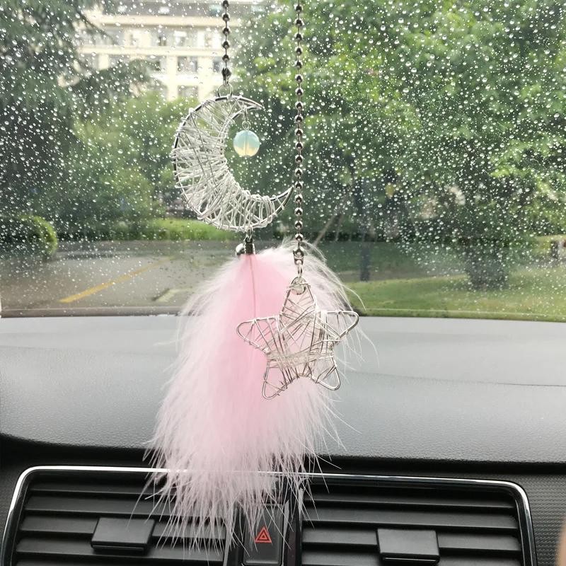 1/2pcs Dream Catcher Car Pendant for Girls, Feather Mirror Hanging Decor, Lucky