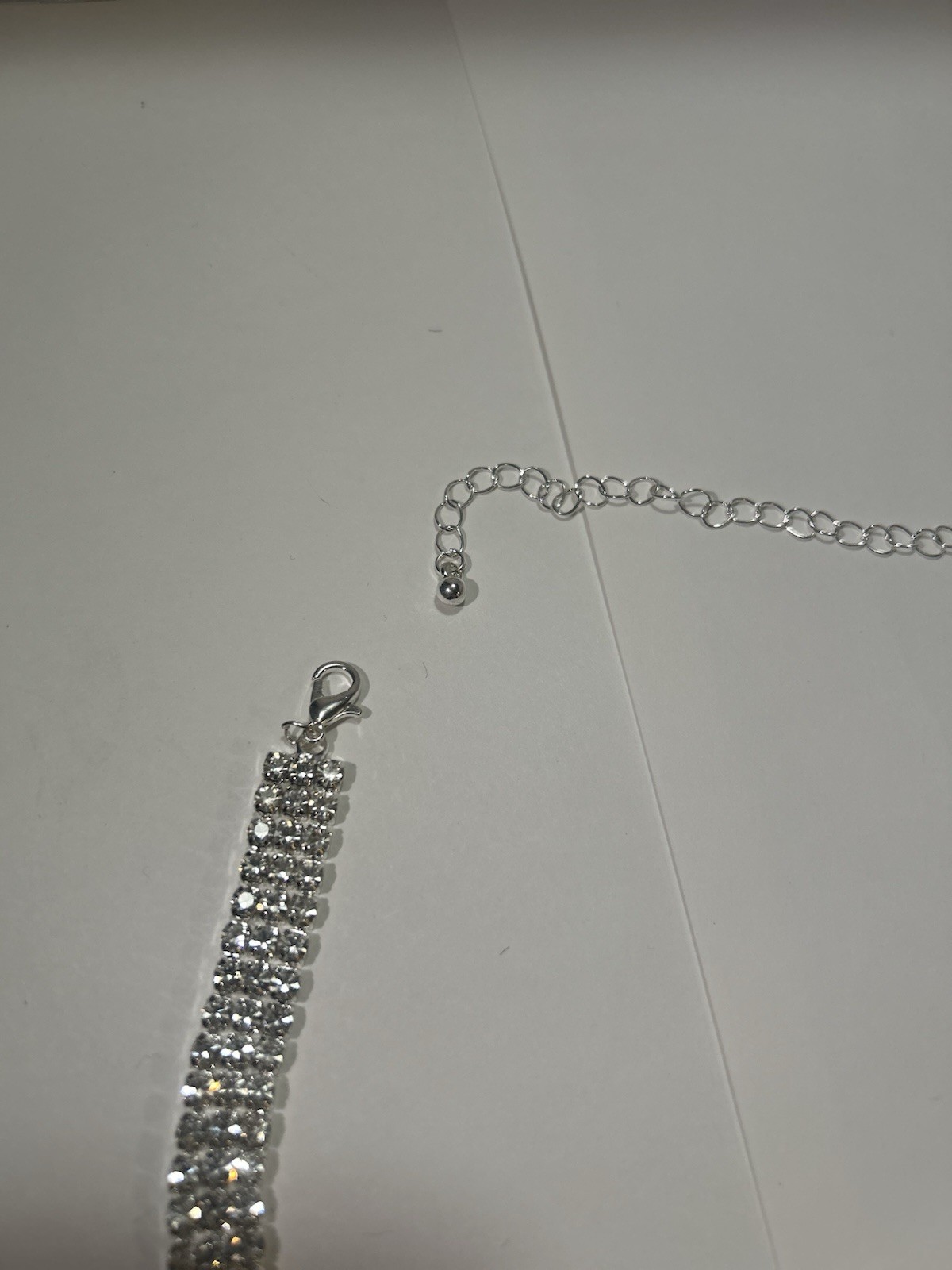 Iced Out CZ Tennis Necklace Silver Plated Adjustable 11.5-18in Chain