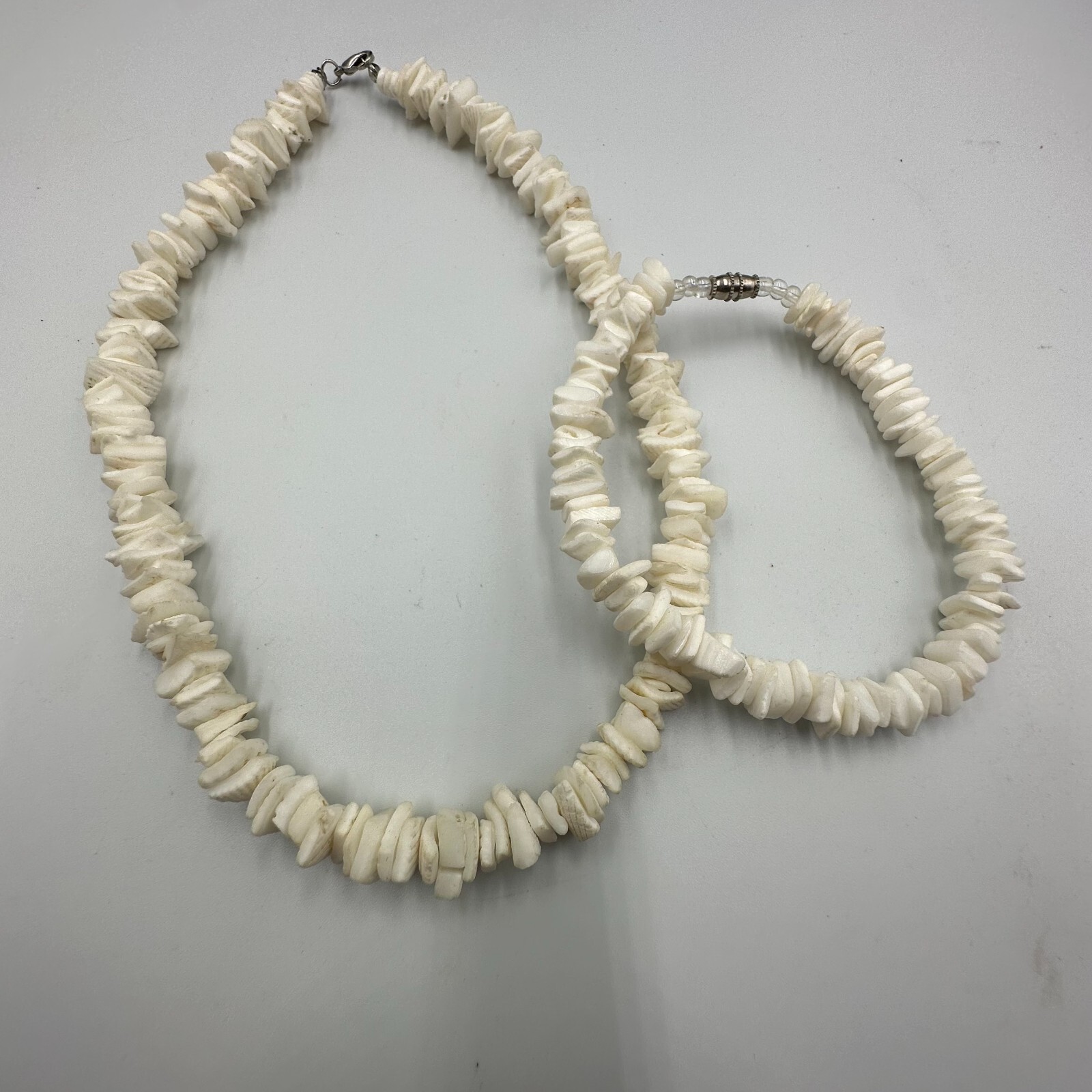 Puka Shell Necklace Anklet Set Matching Beach Summer Coastal Surfer Jewelry
