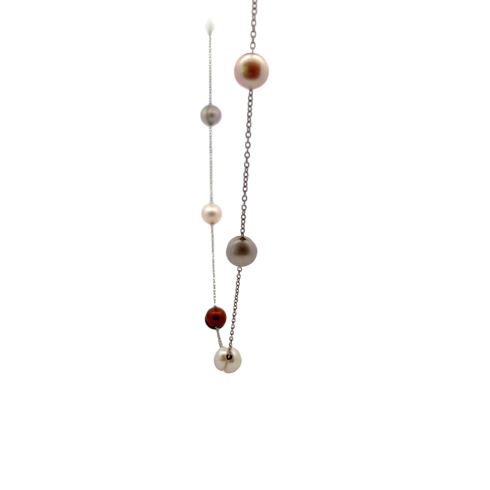 Sterling Silver Chain with 8.5mm Multicolored Cultured Freshwater Pearl Necklace