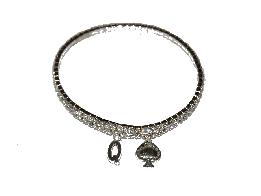 Sexy Diamante Rhinestone Queen of Spade Hotwife Anklet Ankle Jewellery BBC 2 Row