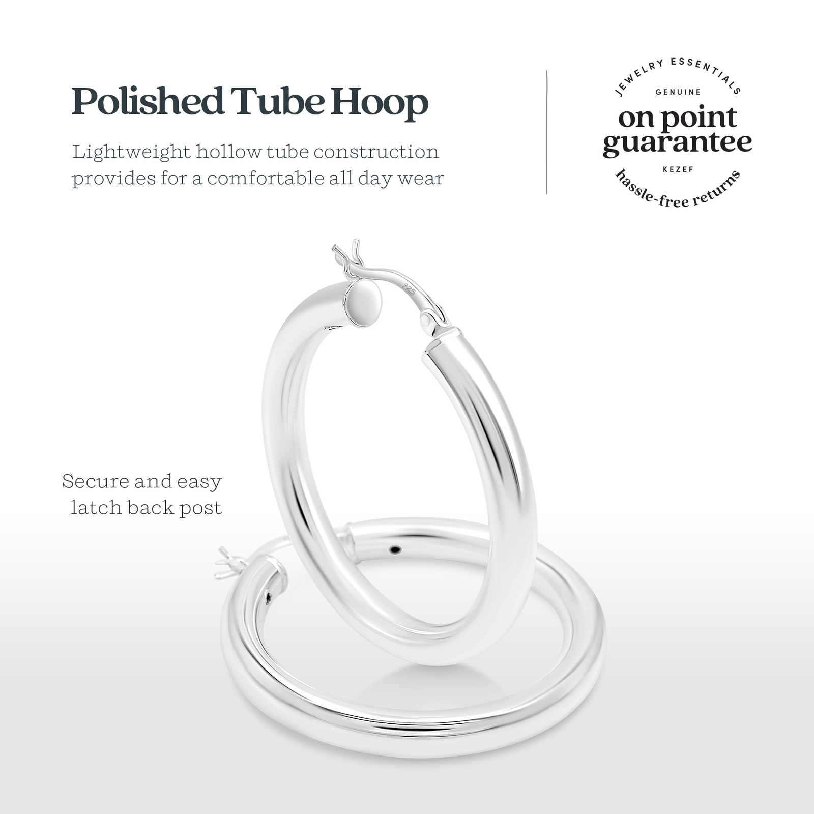 Sterling Silver Thick Hoop Earrings – 25mm – 45mm diameter x 4mm Tube Hoop