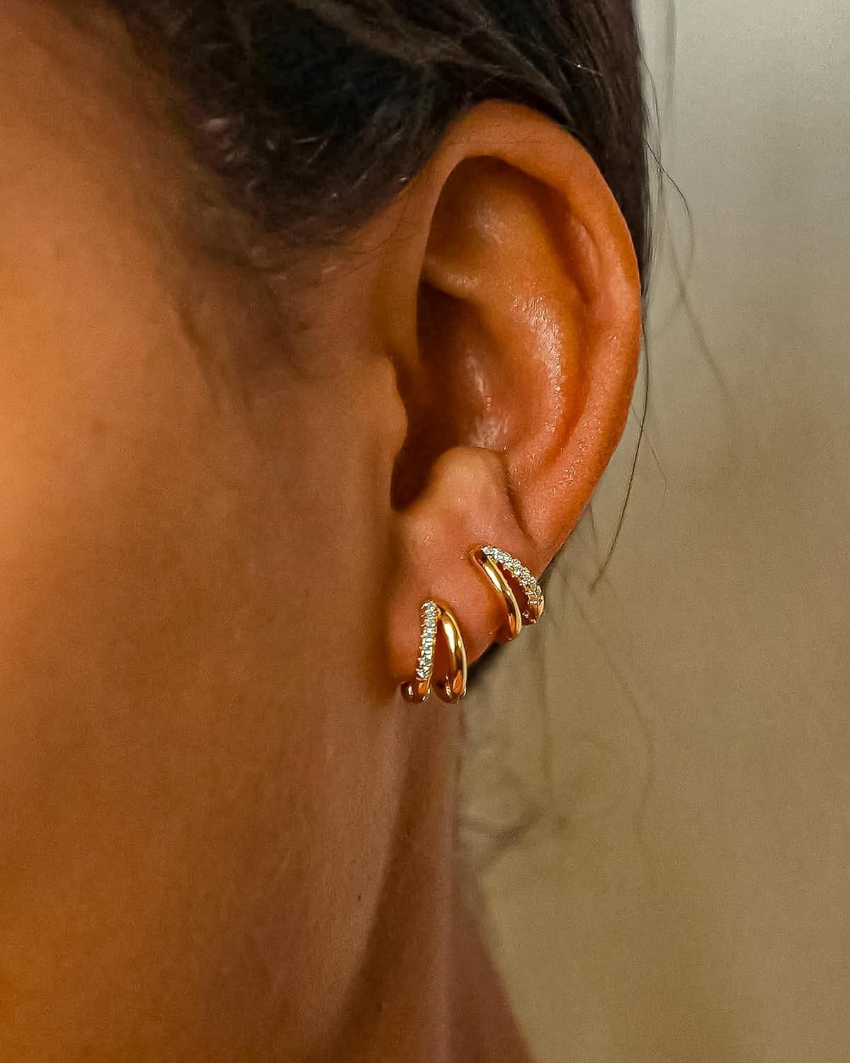 Gold Small Hoop Earrings for Women Trendy Dainty 14K Gold Huggie Hoop Earrings S