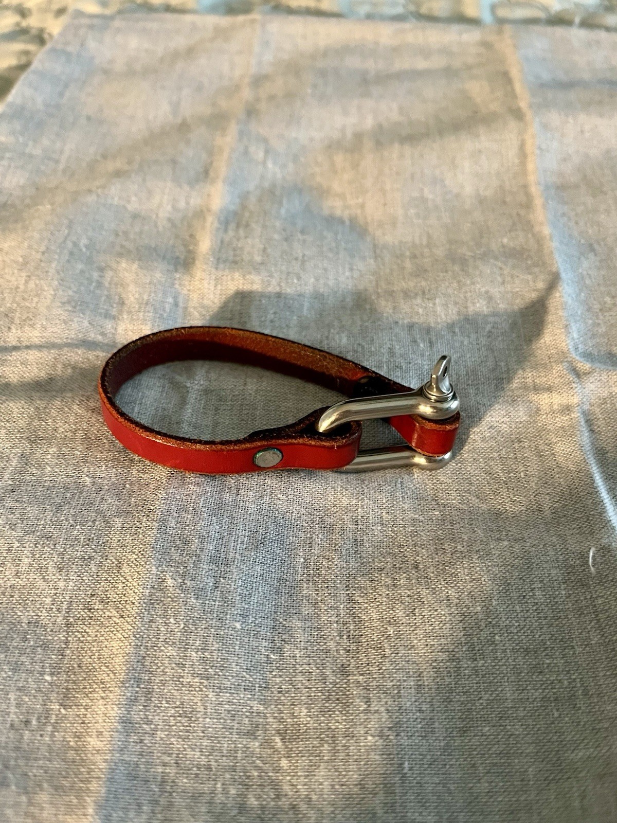Vintage Handmade Red Leather Alstad Shackle Bracelet for Women