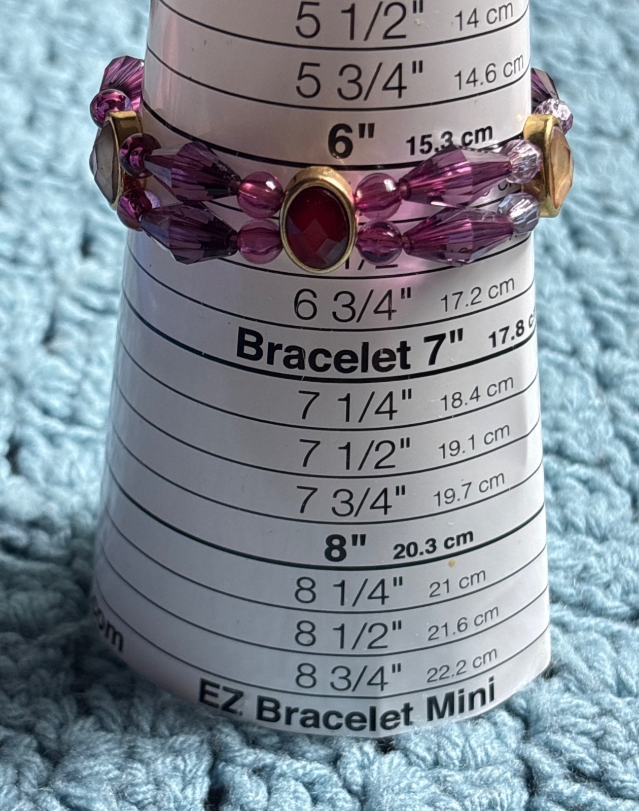 Acrylic Beaded Rhinestone Stretchy Bracelet 6.5 inches Unstretched