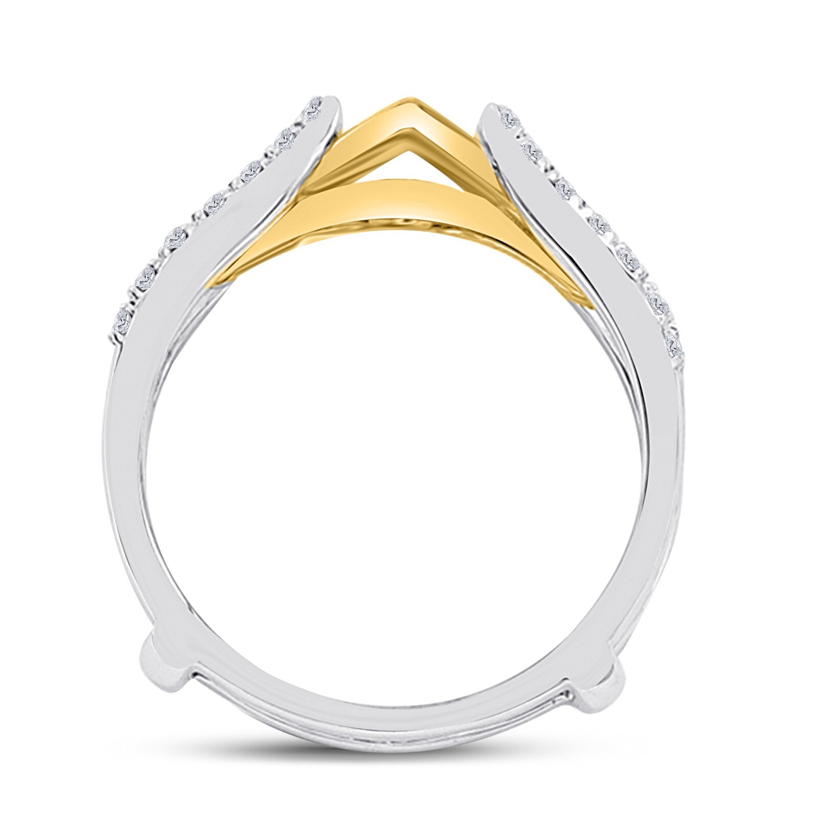 14K Two Tone Gold Plated 0.25 Ct Cubic Zirconia Ring Guard Enhancer