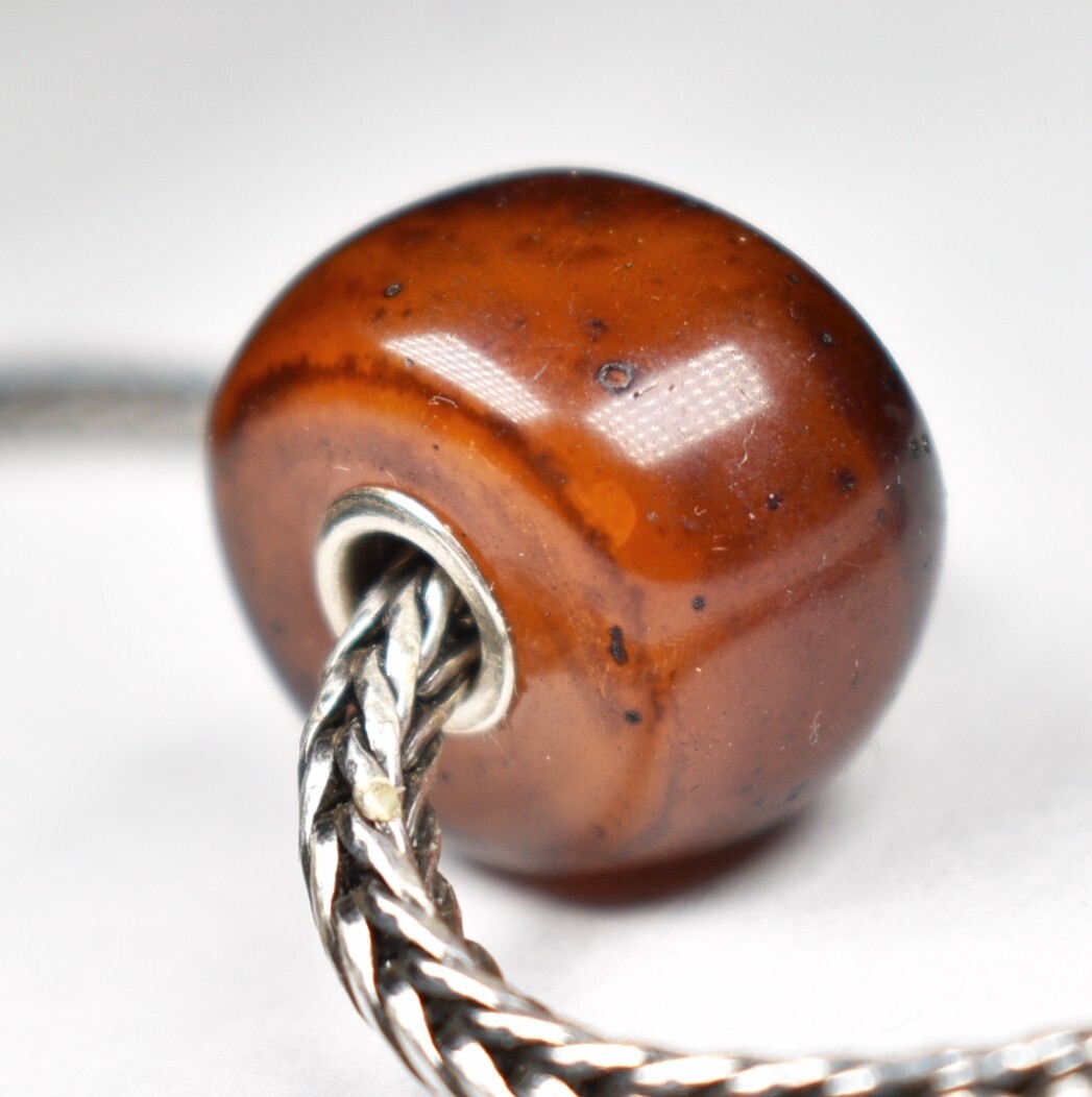 Copal focal nugget charm bead 19.3mm, full silver core, European charm
