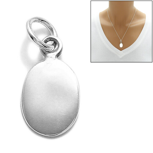 Charming 925 Sterling Silver Small Oval Engravable Charm Pendant