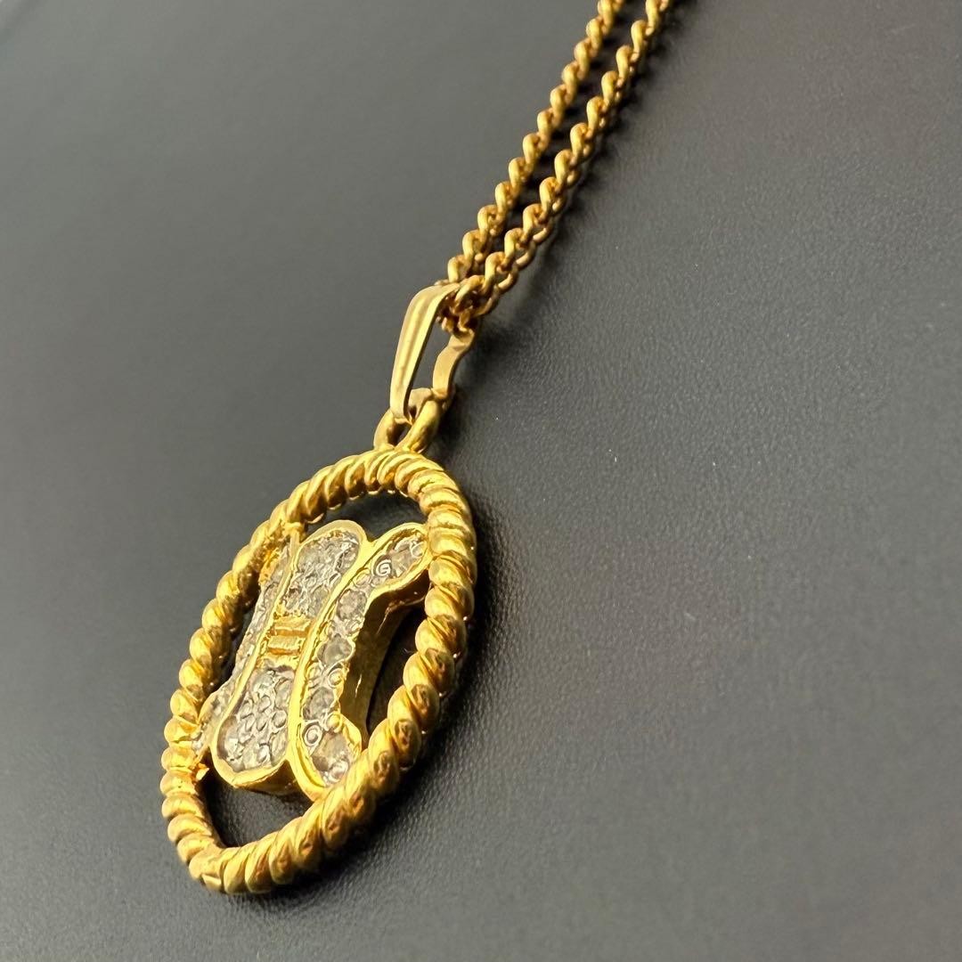 Celine Triomphe Necklace Rhinestone Circle Gold