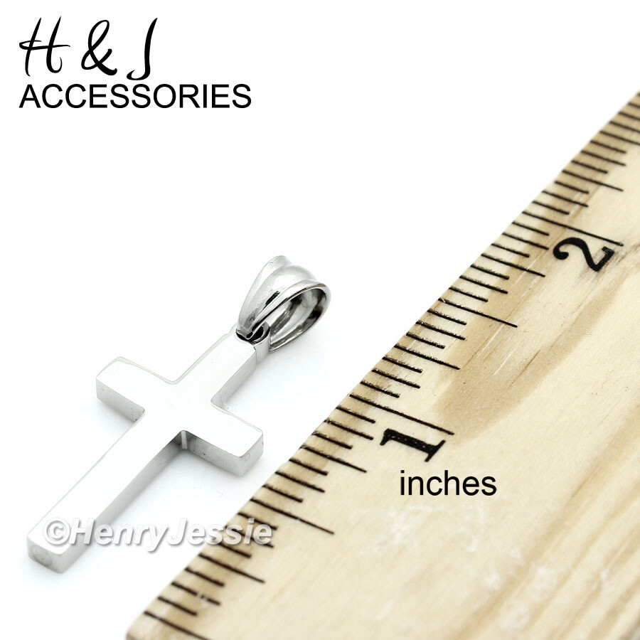 16-30″Stainless Steel 1.5mm Silver Box Link Chain Simple Plain Cross Pendant*P67