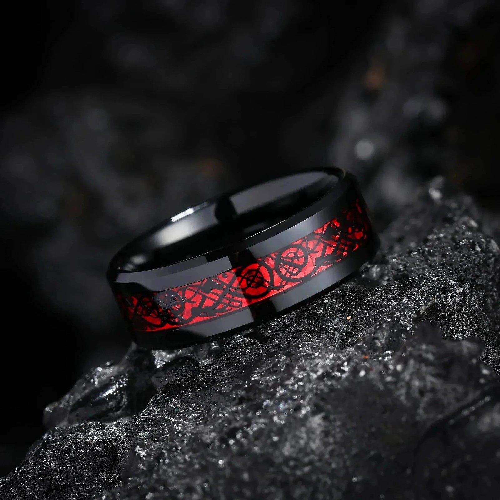 Titanium Stainless Steel 8mm Celtic Dragon Band Ring Men Women Jewelry Size 5-13