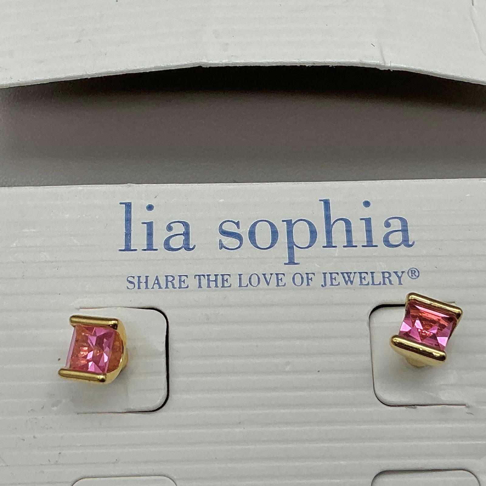 Lia Sophia Earrings Womens Gold Silver Tone Pink Green Stud Set 0.25 Inch