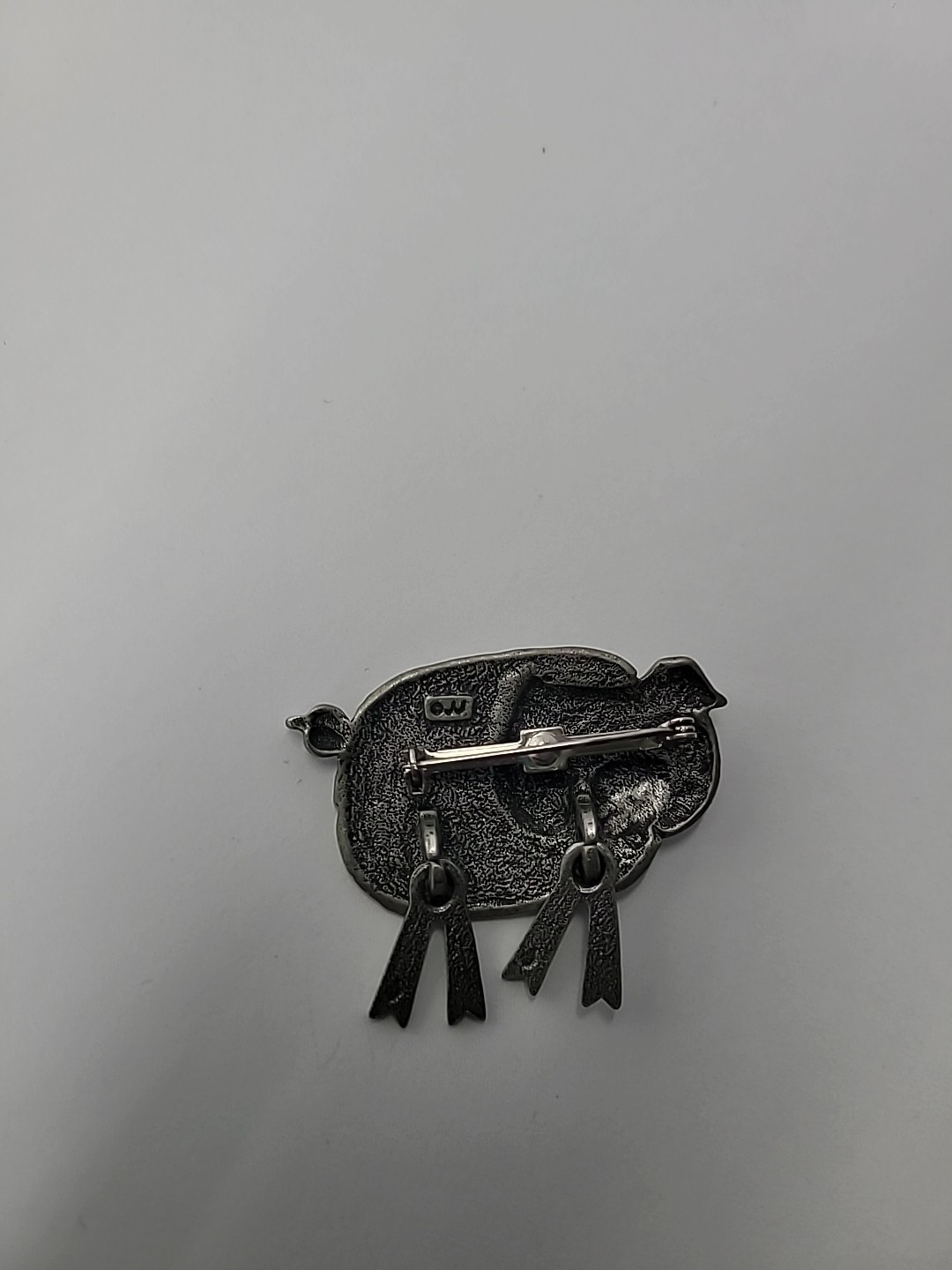 Vintage JJ Jonette Pig Brooch Silver Tone Dangle Articulated Legs Farm Animal