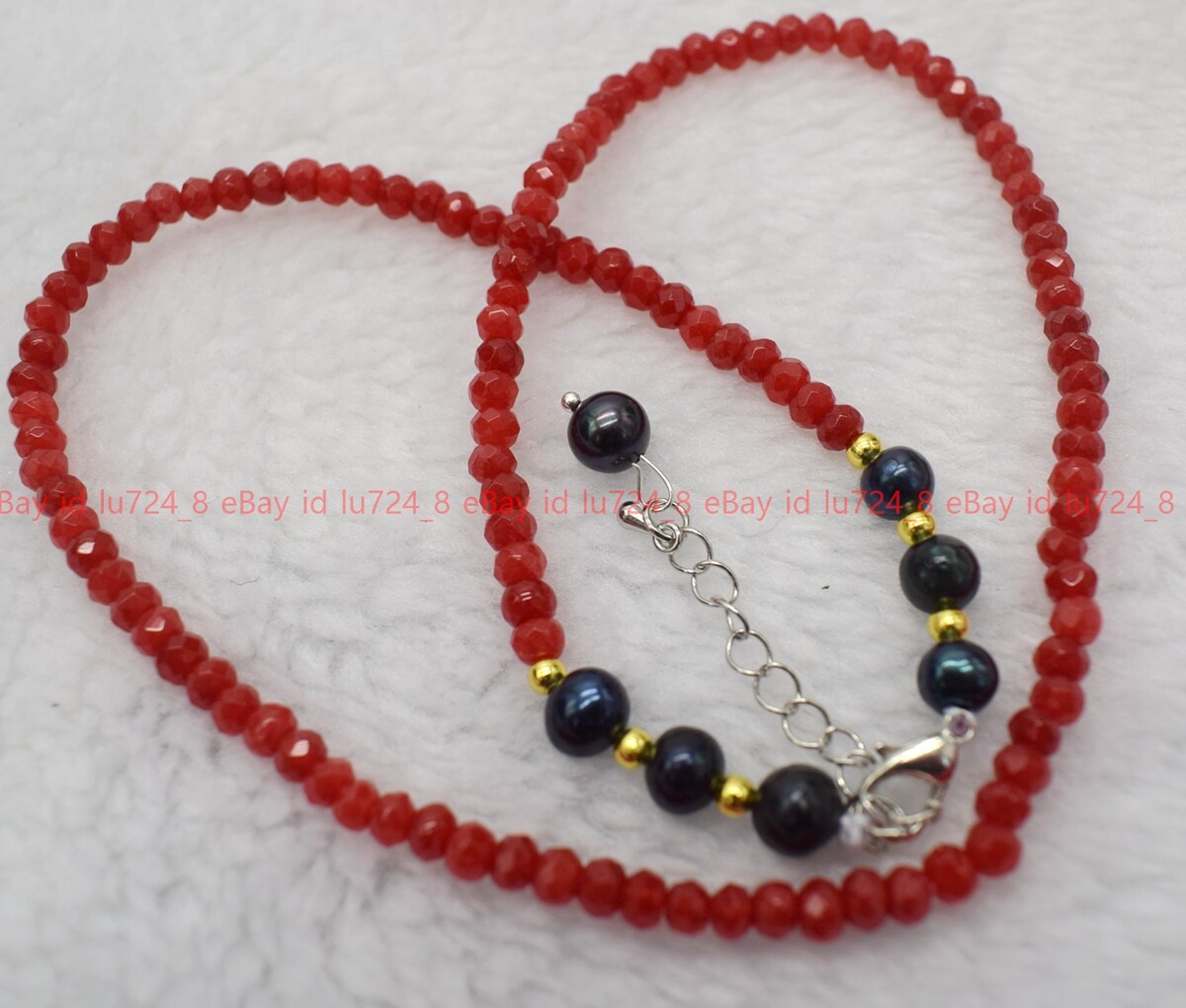 Fashion 2x4mm Faceted Gemstone Rondelle Beads 7-8mm Black Pearl Necklace 14-32″