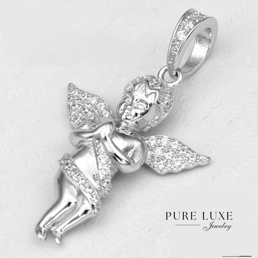 Women’s 925 Sterling Silver Angel Prayer,CZ Brilliant 31mm Mini Charm.Unisex*Box