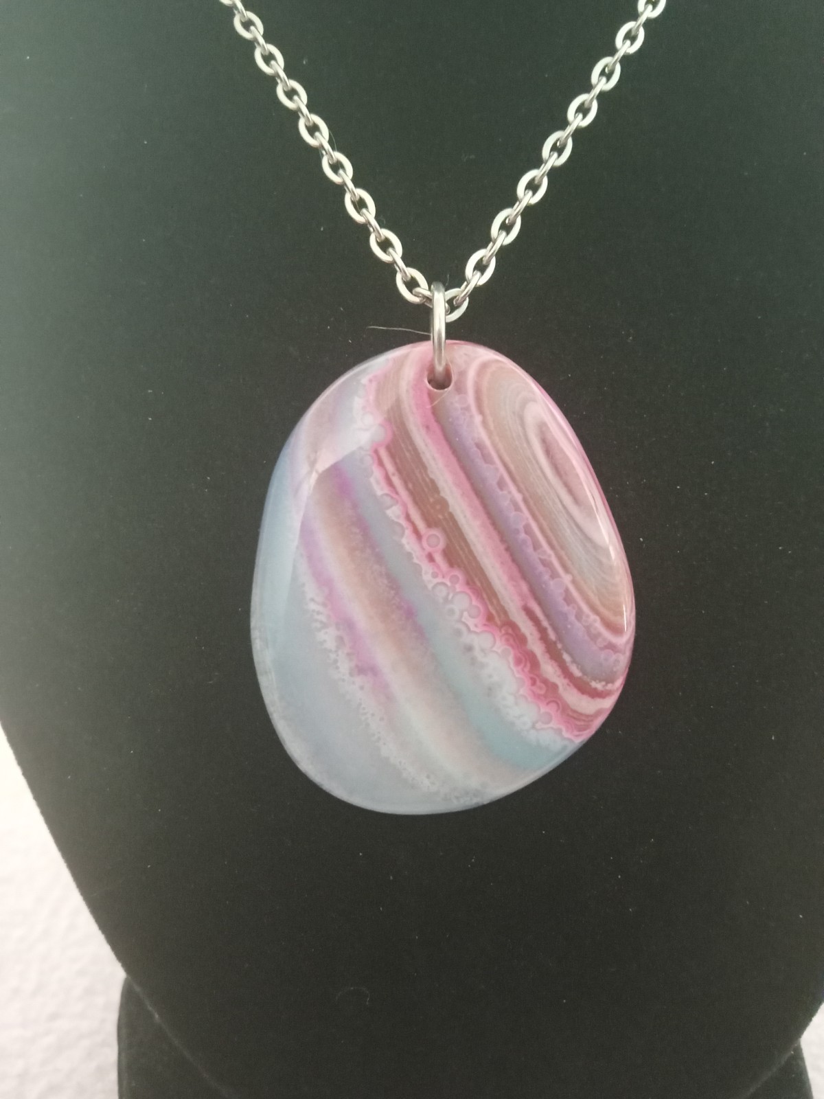 Color enhanced Multi colored stone pendant with 18 inch chain