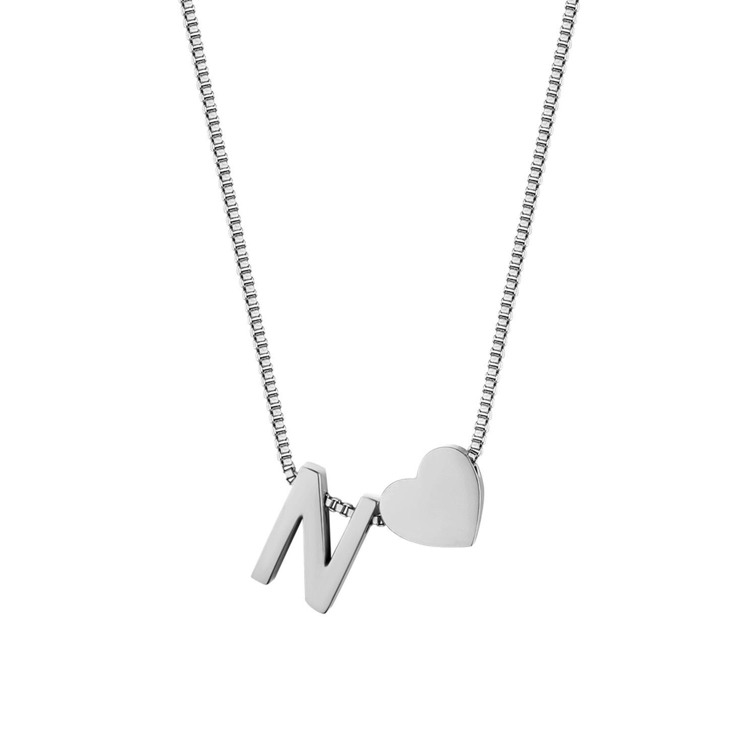 Women Stainless Steel A-Z 26 Glossy Letters Pendant Alphabet Adjustable Necklace