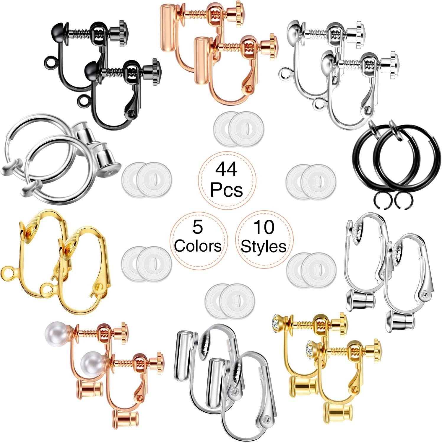 10 Pairs Clip on Earring Converter Components with Post for Non Pierced Ears,…