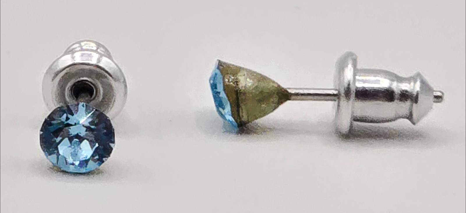 Light Blue Round Stud Earrings 3mm Crystal Made with Swarovski Elements