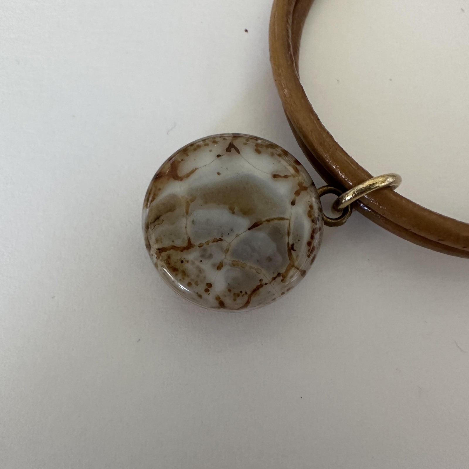 Brown Leather Stone Charm Bracelet Womens 7 Inch I Heart Santorini Travel