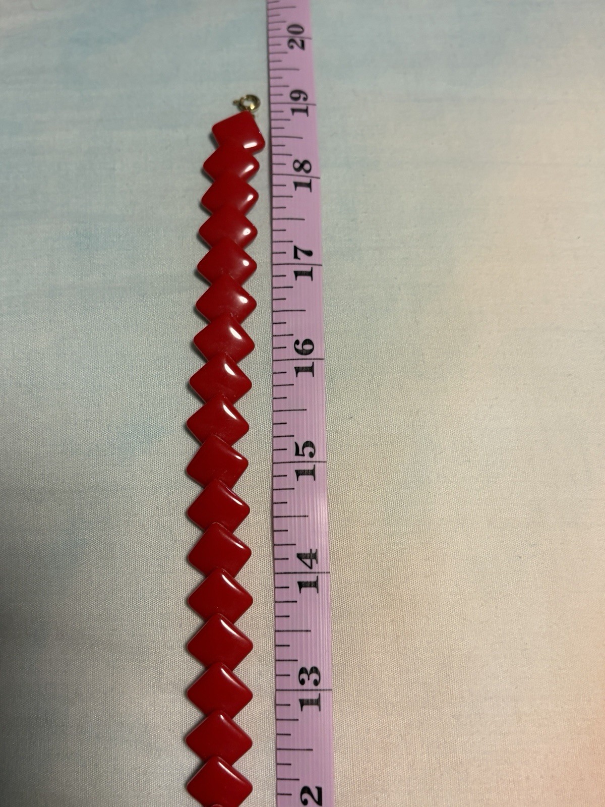 Trifari Signed Red Plastic Beaded Statement Necklace 19 in Spring Ring