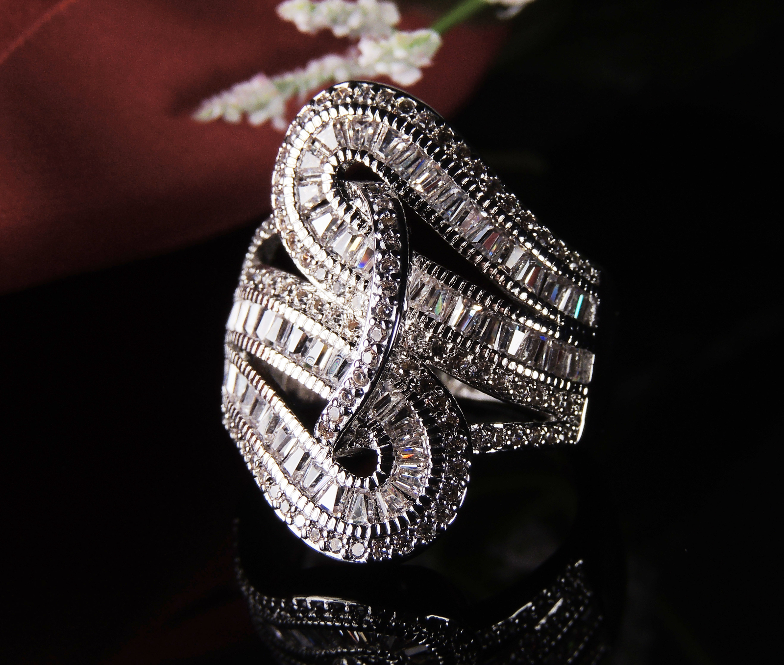 Priscilla Statement Ring Baguette Cubic Zirconia Womens Ginger Lyne Collection
