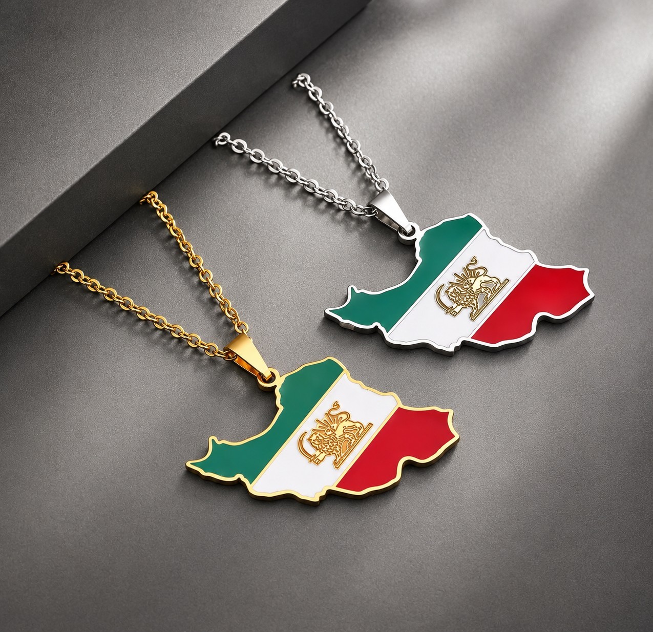 Shiro Khorshid Iran Map Charm Necklace Gold