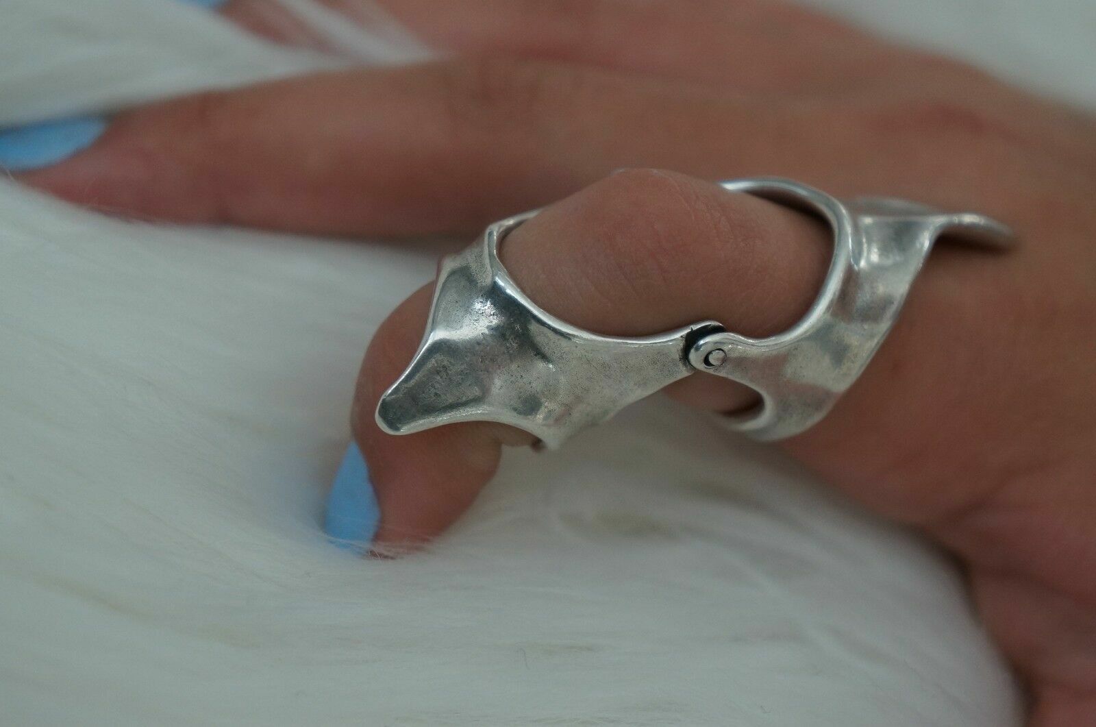 NEW UNO de 50 ARMOR Full Finger Silver Hinged Ring 6.5 7 7.5 8 8.5 9 S M L XL