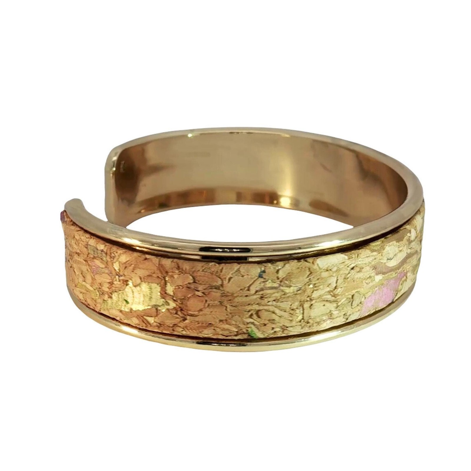 Handmade Natural Cork Bracelet – Skinny Metallic Cuff Jewelry from Portugal