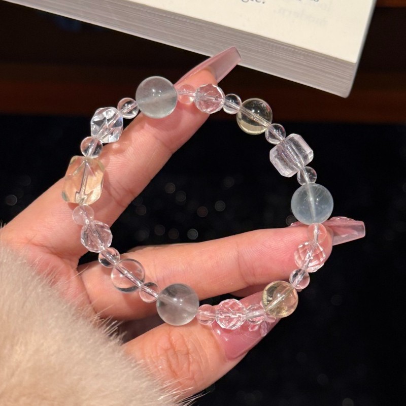 Natural Lemon Yellow Crystal Green Fluorite Original Design Handmade Bracelet