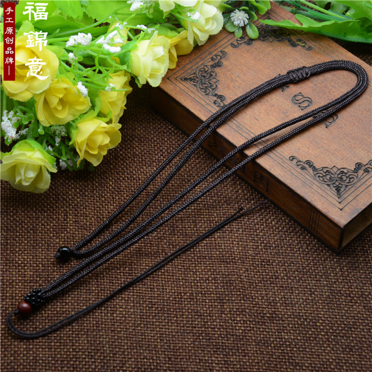 3Pcs Natural Wood Beads Brown Circle String Cord Rope for Pendant Necklace