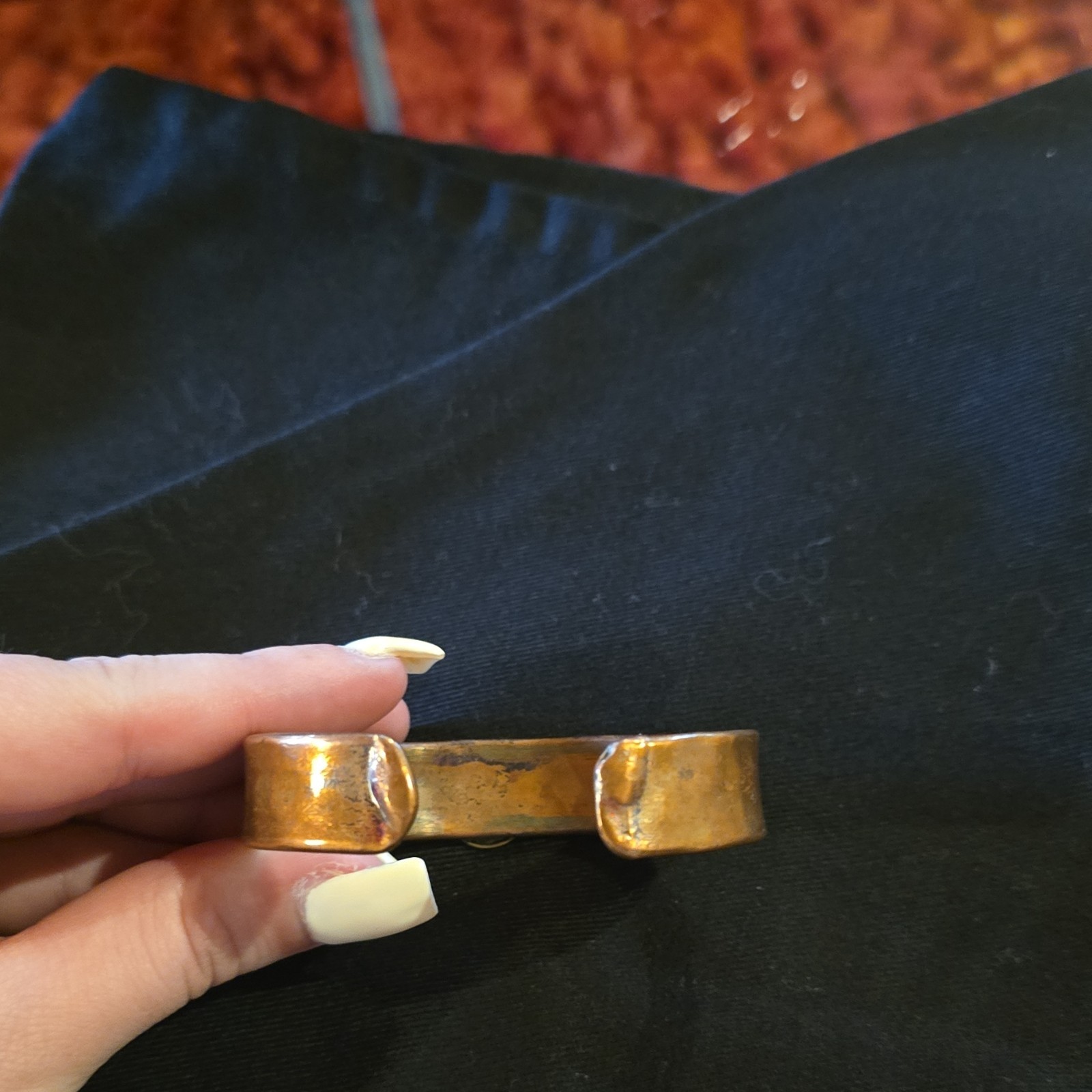 Real Copper Western Horseshoe Horse Motif Metal Cuff Bracelet Animal Theme