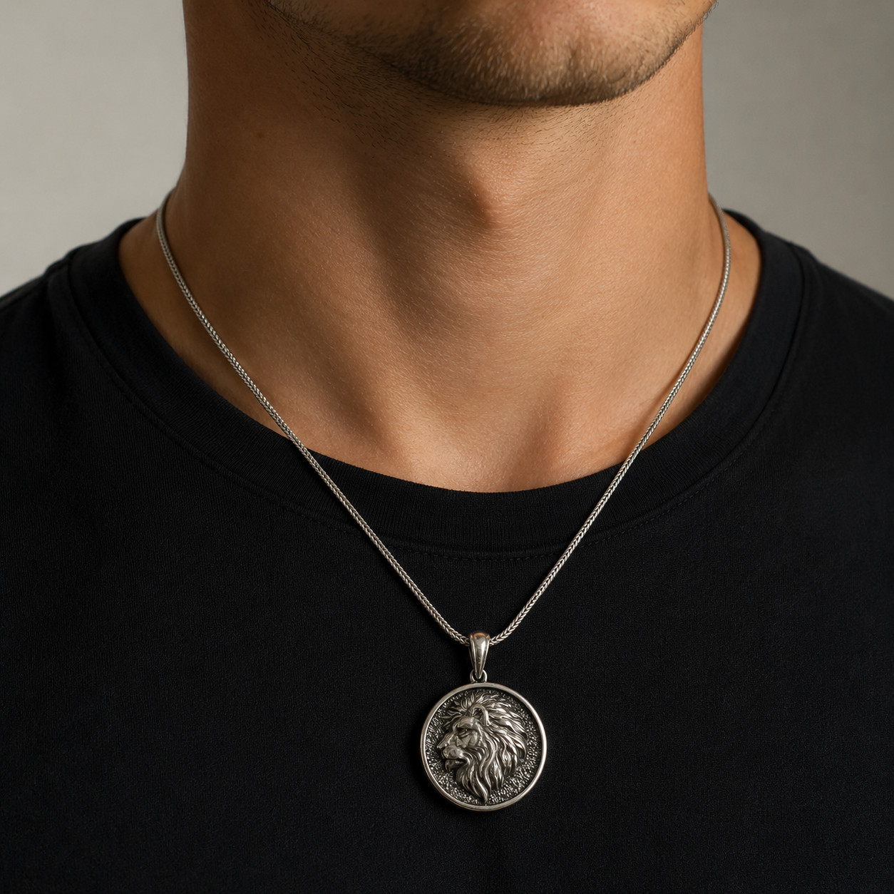 925 sterling Oxidized Sterling Silver Lion Head Pendant, Bohemian Charm