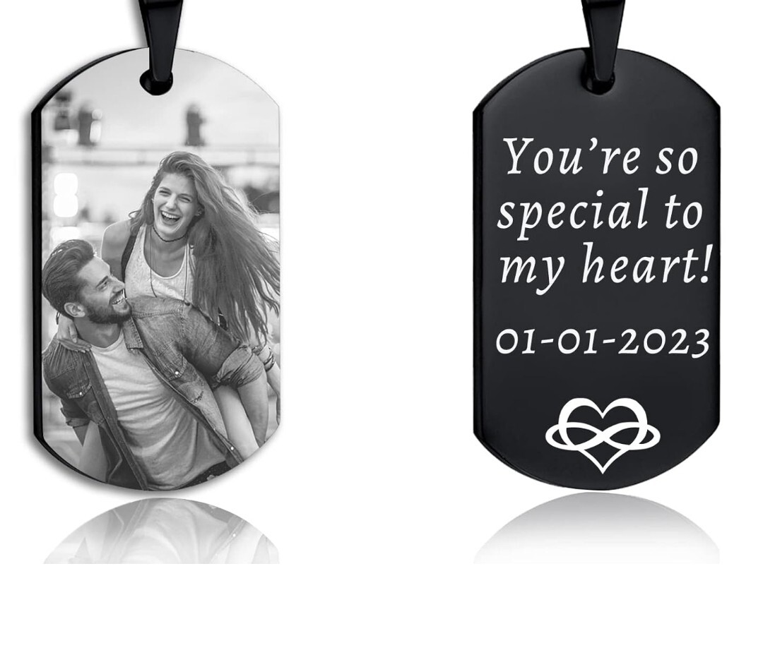 We Engrave Your Family Pic On Tag As Keychain Or Necklace