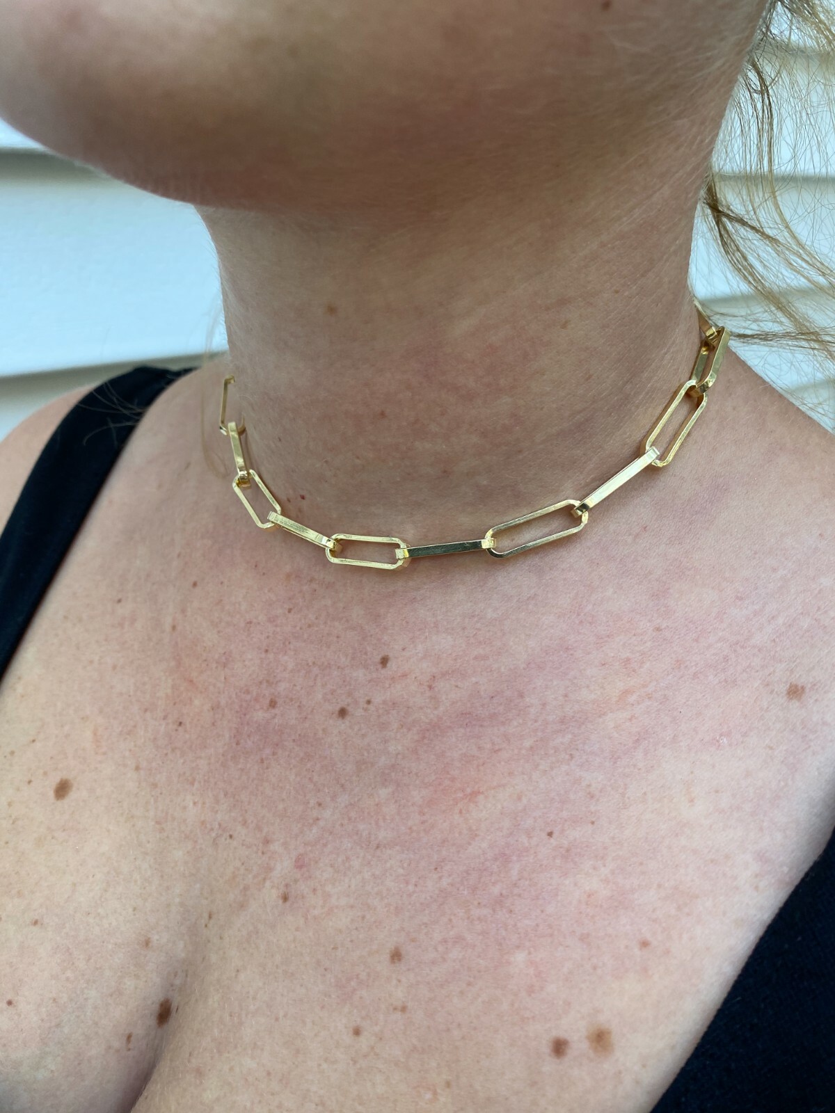 14k Gold Plated Solid 925 Silver Paperclip Chain Bracelet 7mm Necklace Italy