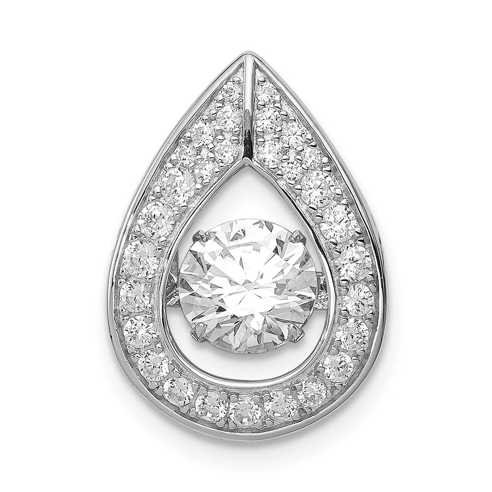 Sterling Silver Platinum-Plated Vibrant CZ Pendant