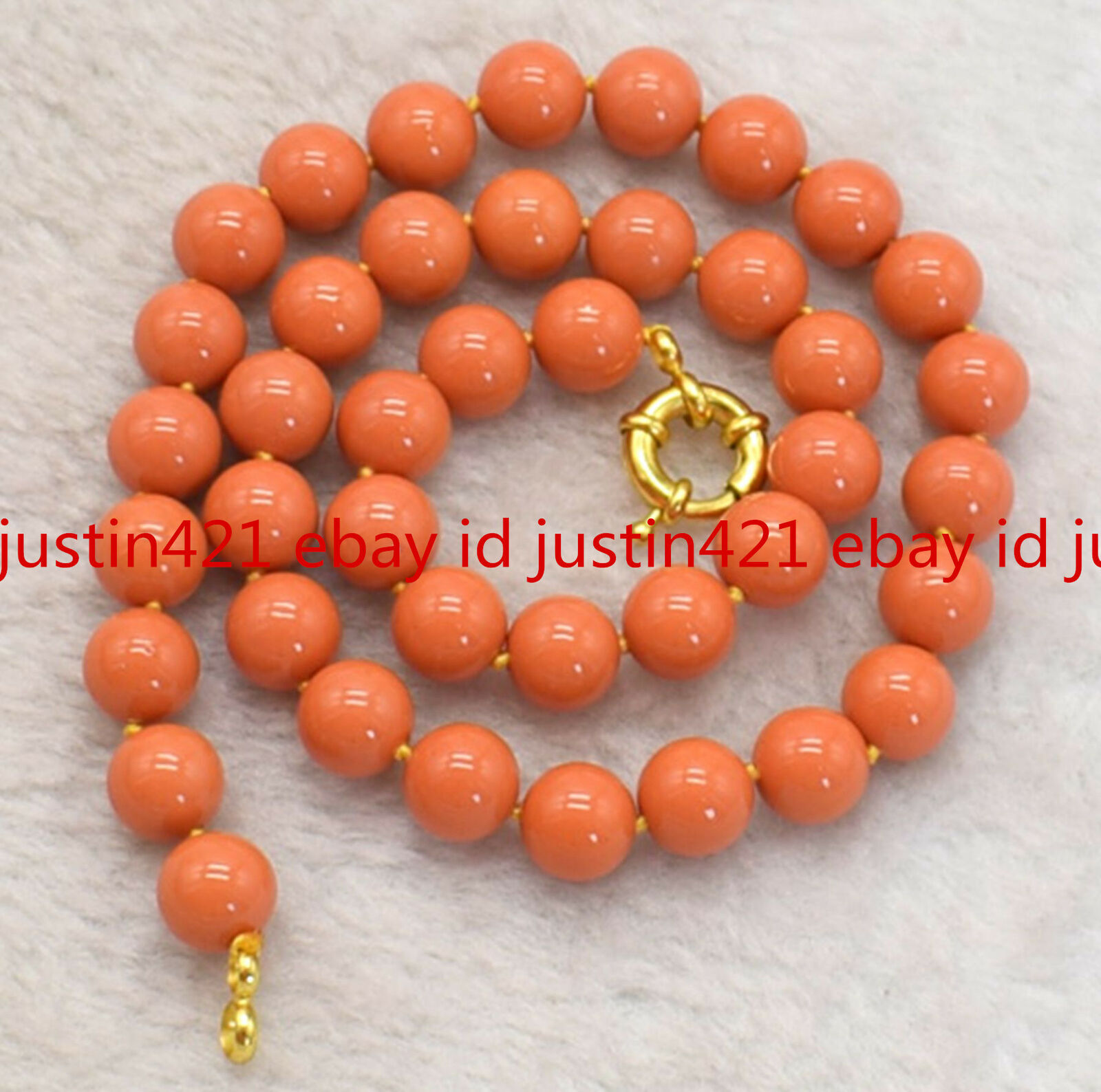 Stunning ! 8mm 10mm 12mm Orange South Sea Shell Pearl Beads Necklace 16-36” AAA